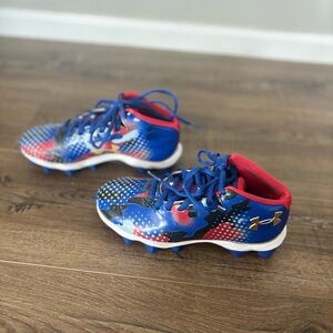Under Armour Kids Blue & Red Football Cleats